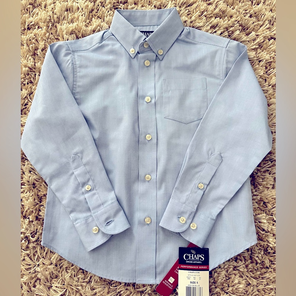 Blue long-sleeved Chaps button-down size 5 shirt